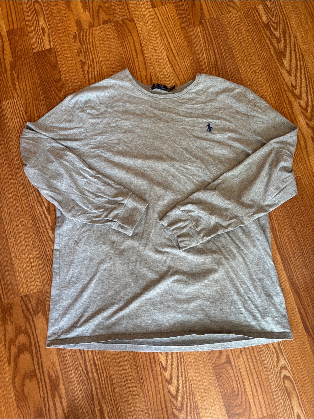 Polo by Ralph Lauren Light Gray Long-Sleeve Crewneck Shirt with Navy Pony